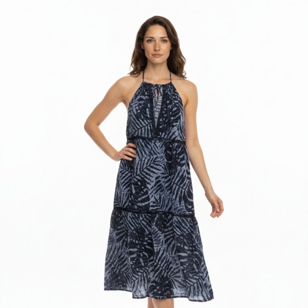 LAST CHANCE SUMMER CLEAR OUT Cupshe Blue Leaf Pattern Swimsuit Cover Up Large
